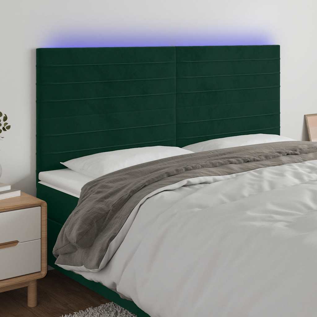 LED uzglavlje tamnozeleno 180x5x118/128 cm baršunasto