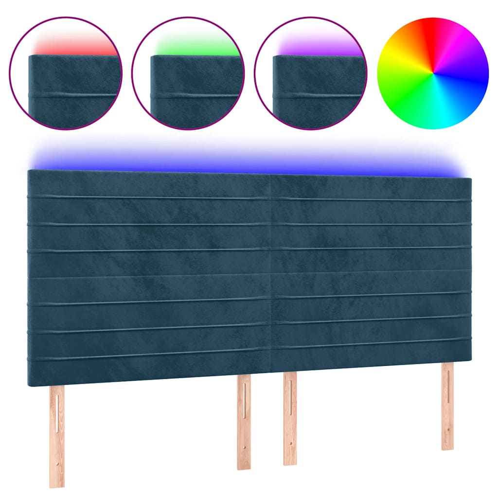LED uzglavlje tamnoplavo 180x5x118/128 cm baršunasto