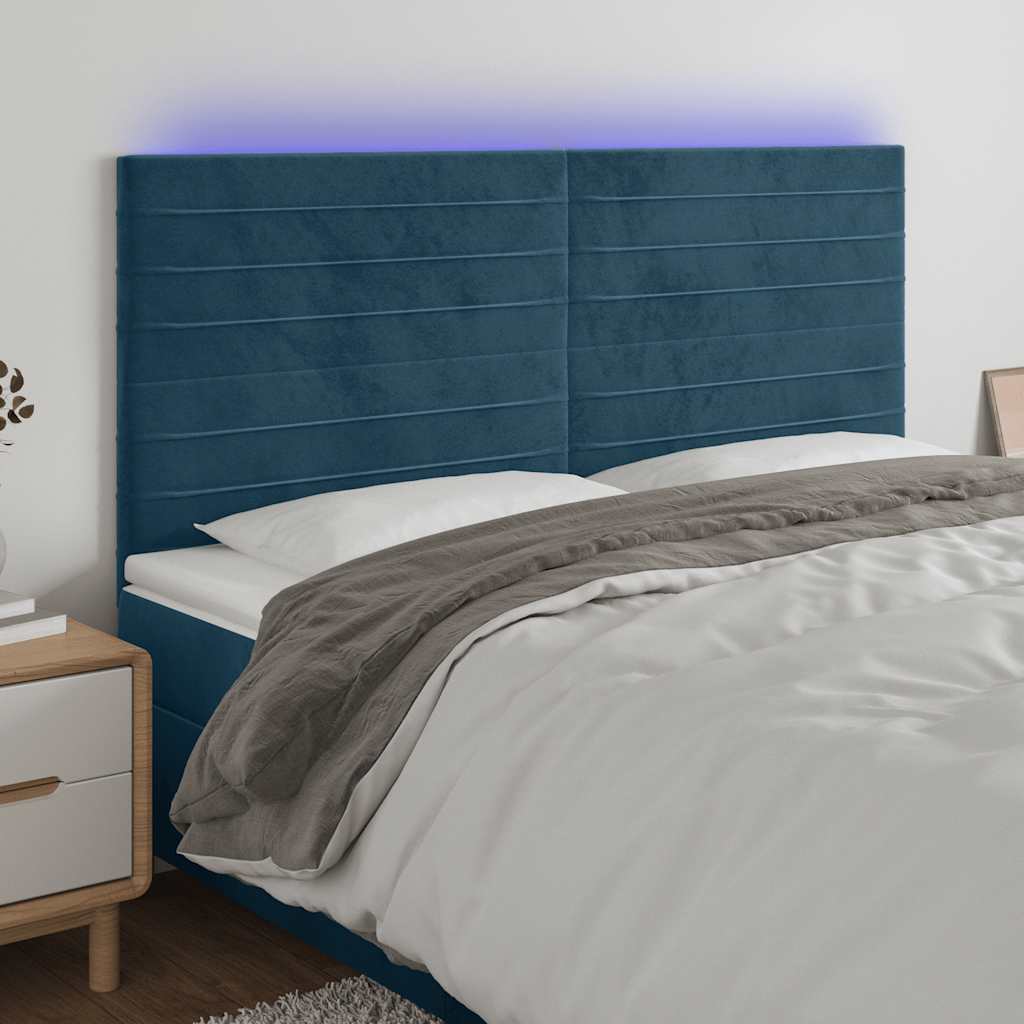 LED uzglavlje tamnoplavo 180x5x118/128 cm baršunasto