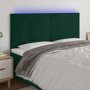 LED uzglavlje tamnozeleno 200x5x118/128 cm baršunasto