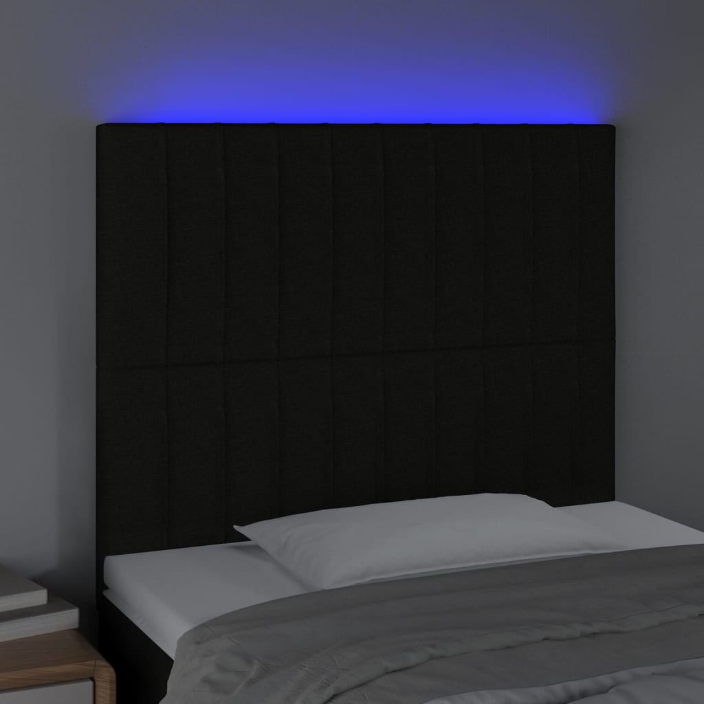LED uzglavlje crno 80x5x118/128 cm od tkanine