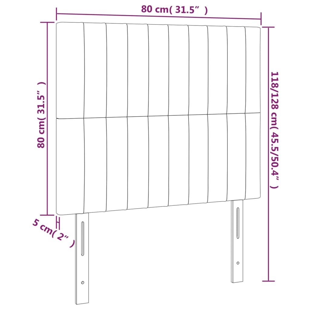 LED uzglavlje crno 80x5x118/128 cm od tkanine
