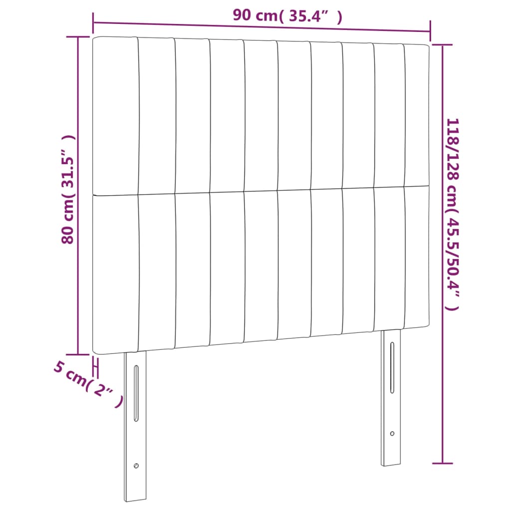 LED uzglavlje tamnosivo 90x5x118/128 cm od tkanine