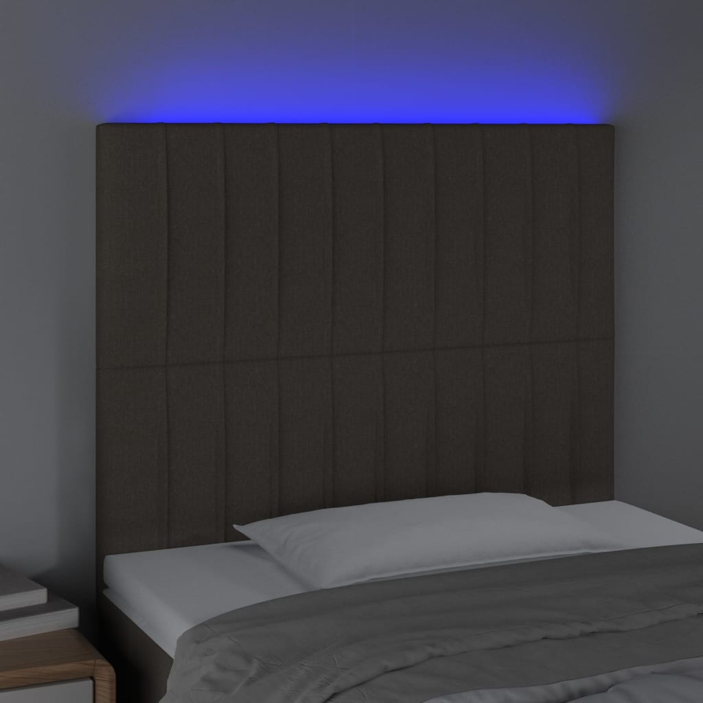LED uzglavlje smeđesivo 90x5x118/128 cm od tkanine