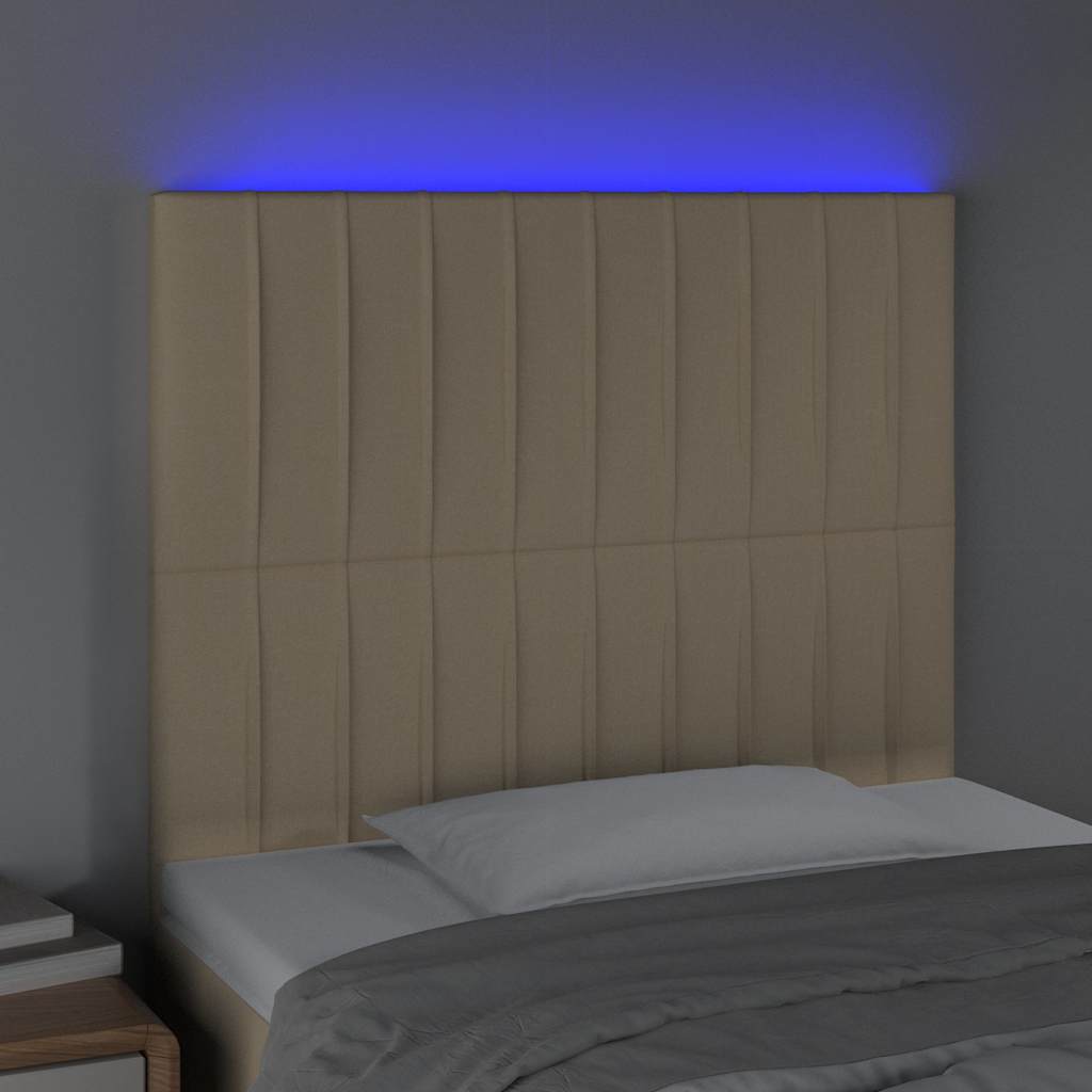 LED uzglavlje krem 90x5x118/128 cm od tkanine