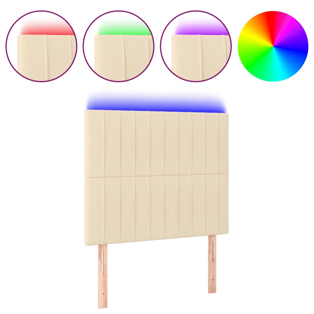 LED uzglavlje krem 100x5x118/128 cm od tkanine