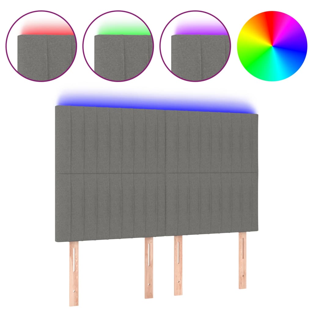 LED uzglavlje tamnosivo 144x5x118 cm od tkanine