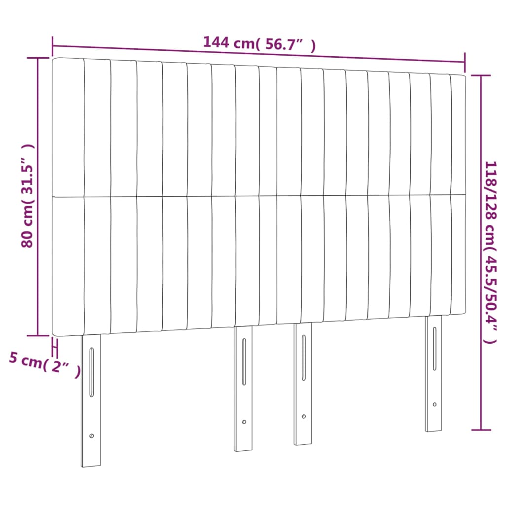 LED uzglavlje tamnosivo 144x5x118 cm od tkanine
