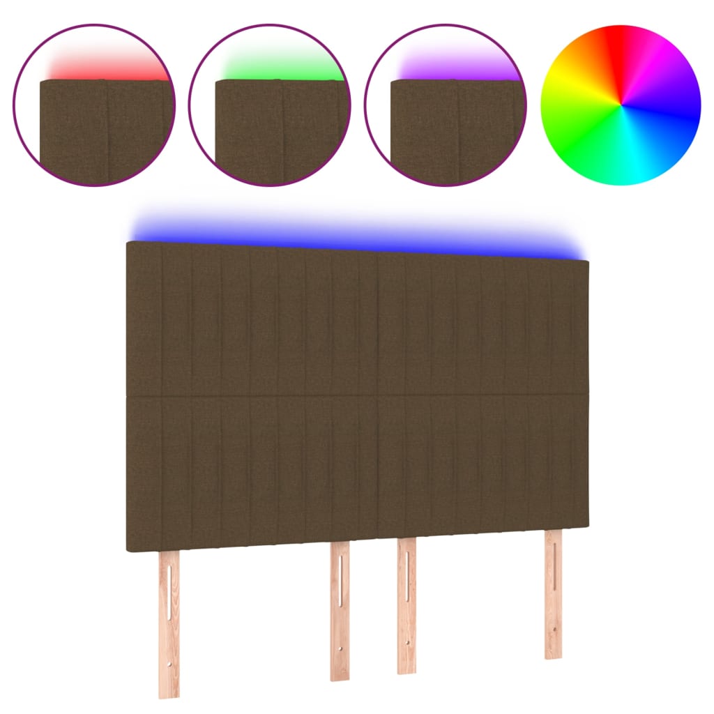 LED uzglavlje tamnosmeđe 144x5x118/128 cm od tkanine