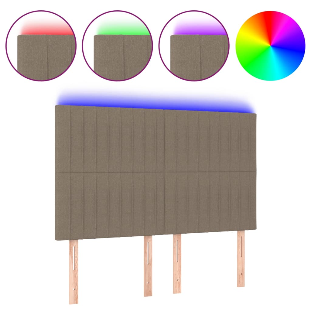 LED uzglavlje smeđesivo 144x5x118/128 cm od tkanine