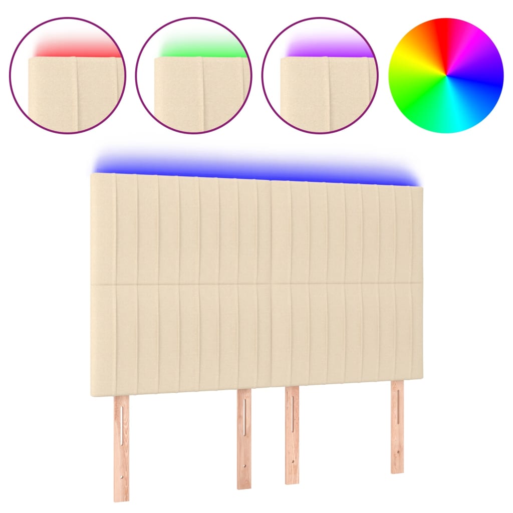 LED uzglavlje krem 144x5x118/128 cm od tkanine