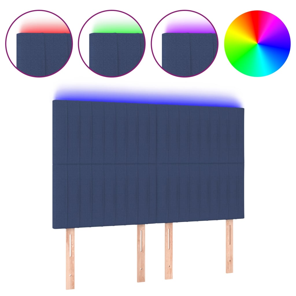 LED uzglavlje plavo 144x5x118/128 cm od tkanine