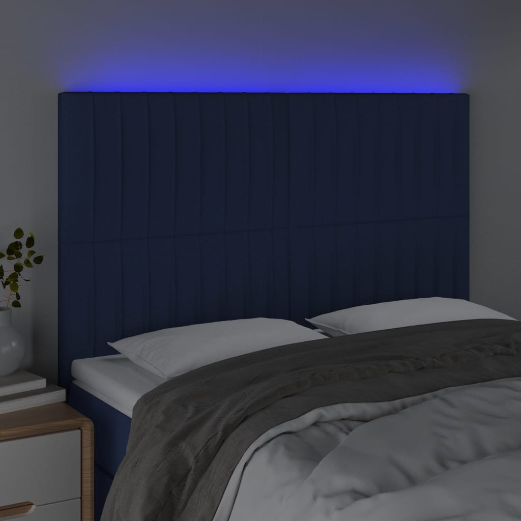 LED uzglavlje plavo 144x5x118/128 cm od tkanine