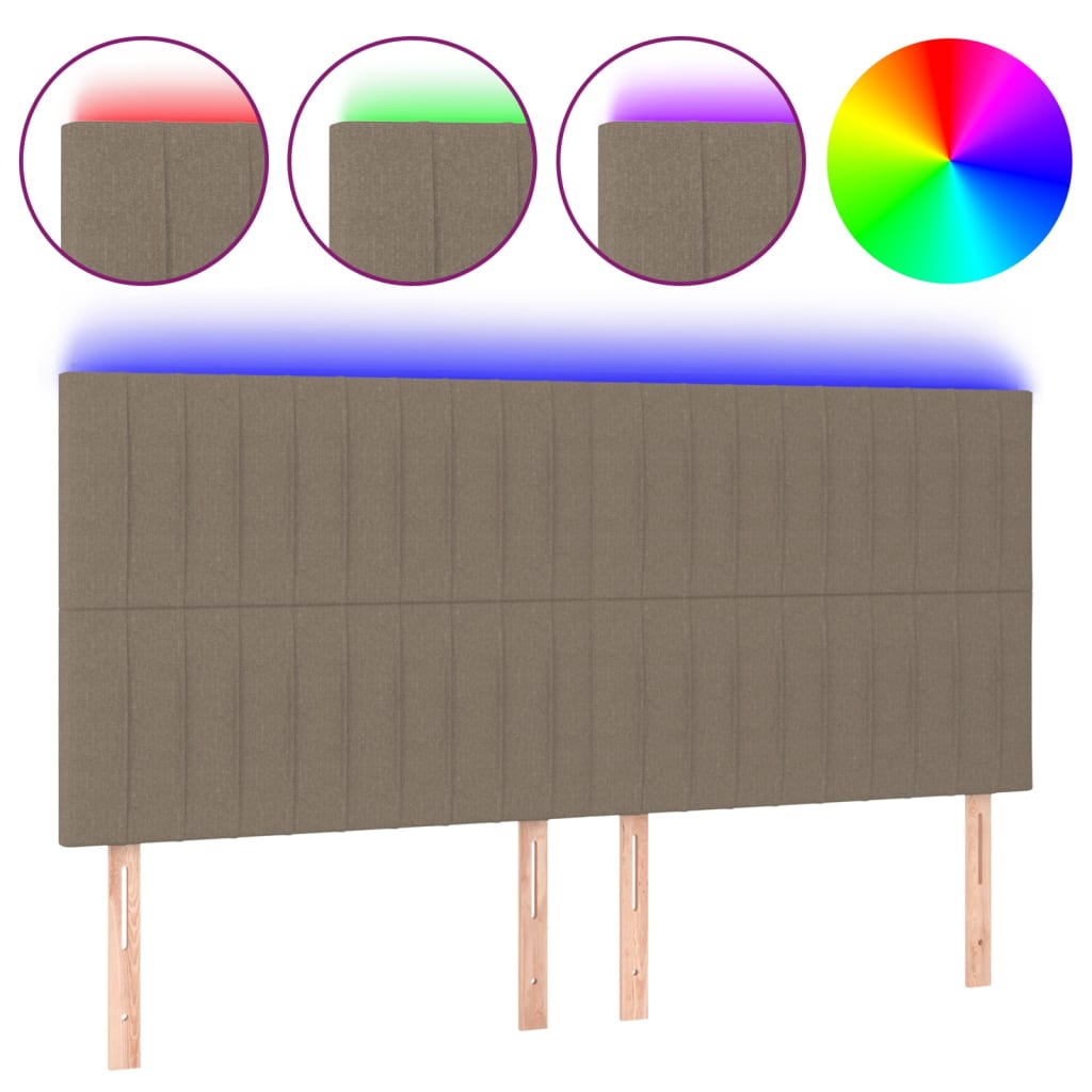 LED uzglavlje smeđesivo 160x5x118/128 cm od tkanine