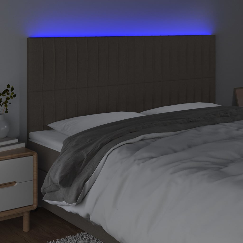 LED uzglavlje smeđesivo 160x5x118/128 cm od tkanine