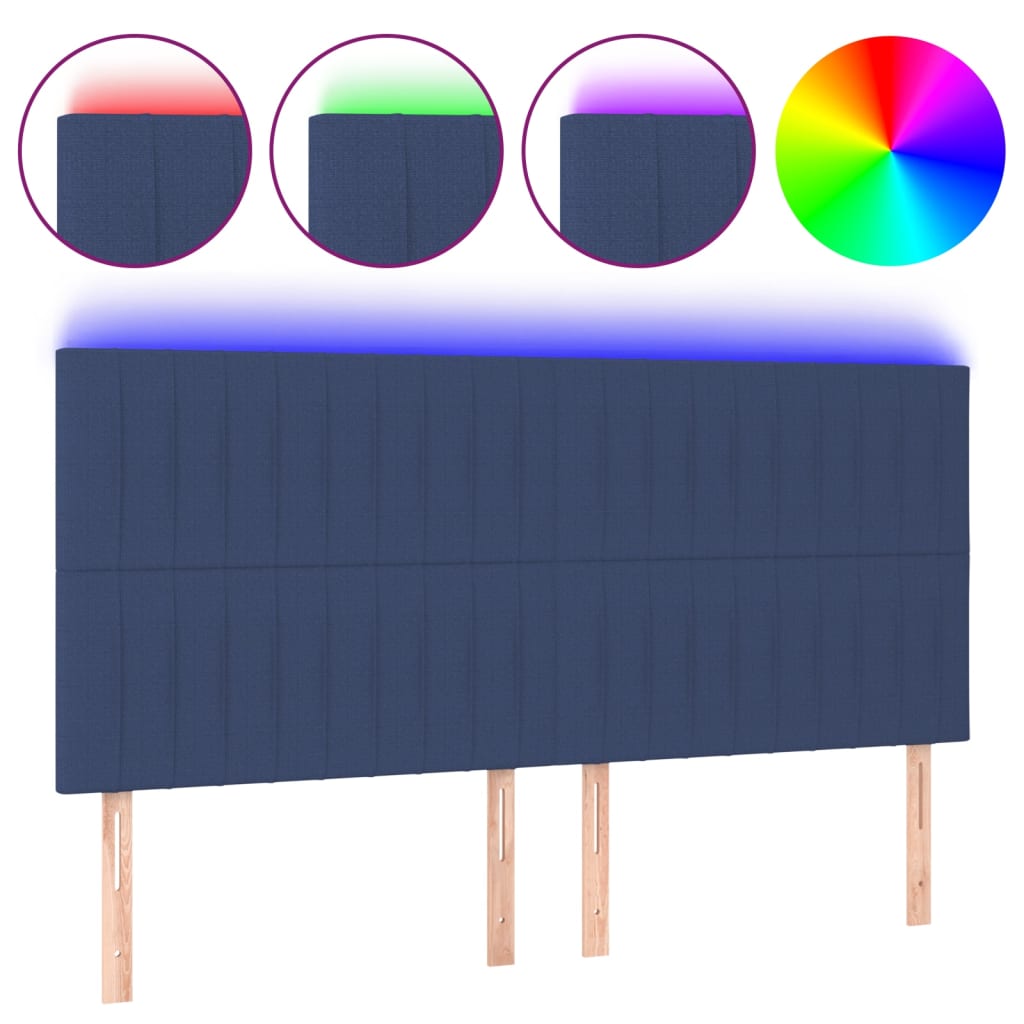 LED uzglavlje plavo 180x5x118/128 cm od tkanine