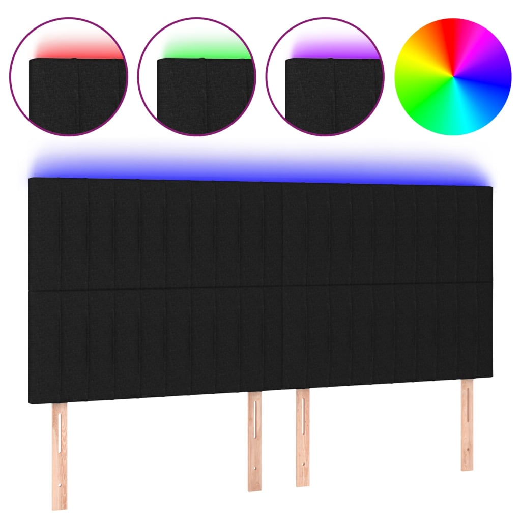 LED uzglavlje crno 200x5x118/128 cm od tkanine