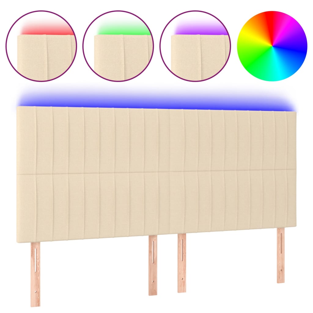 LED uzglavlje krem 200x5x118/128 cm od tkanine