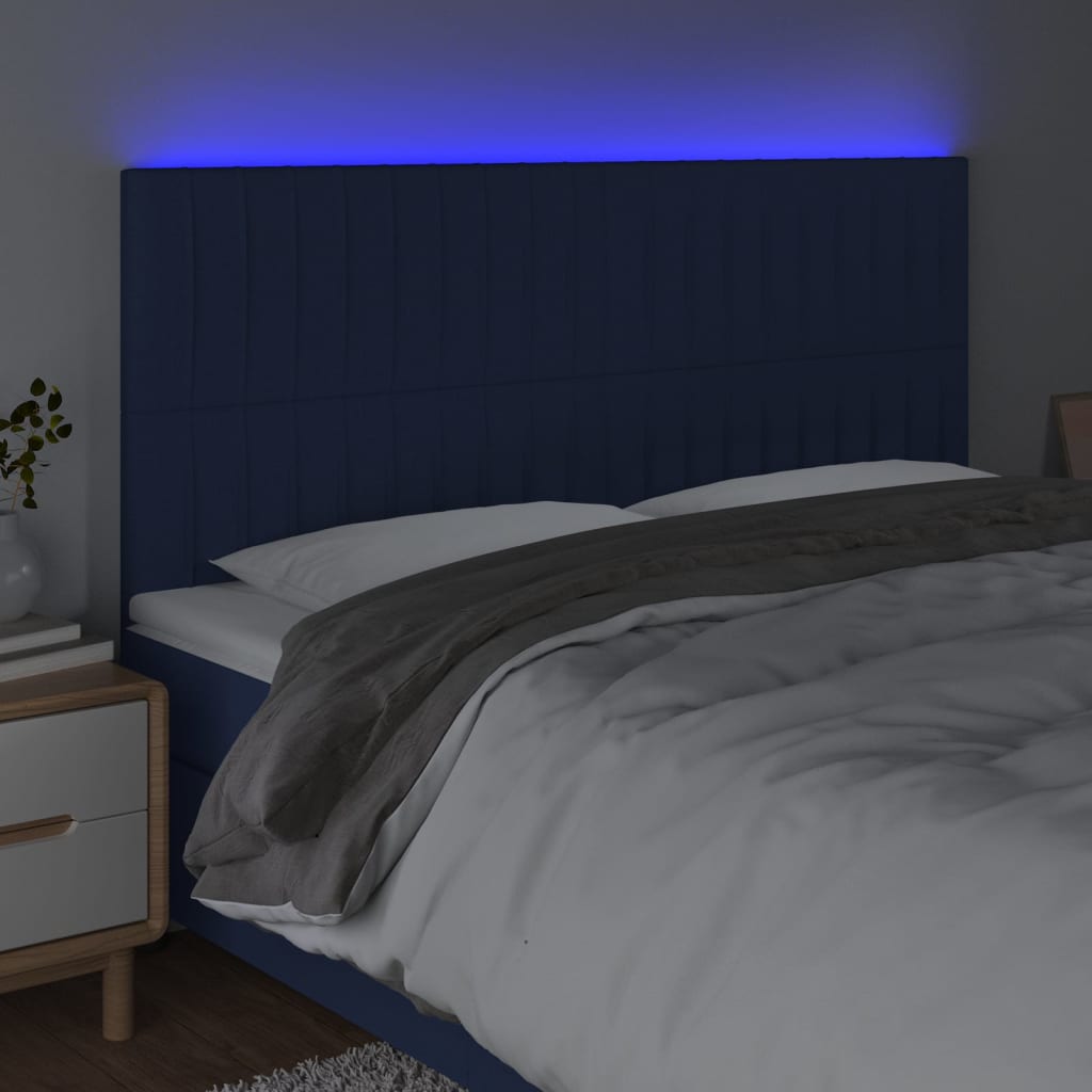 LED uzglavlje plavo 200x5x118/128 cm od tkanine