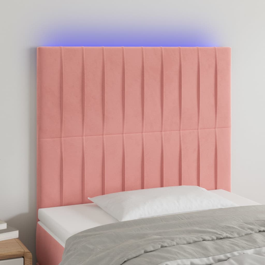 LED uzglavlje ružičasto 80x5x118/128 cm baršunasto