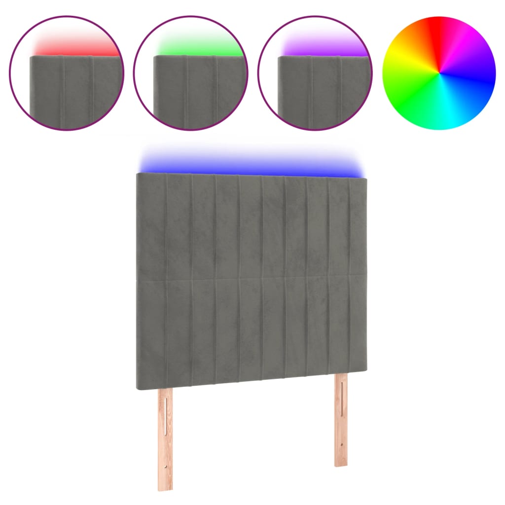 LED uzglavlje svjetlosivo 90x5x118/128 cm baršunasto