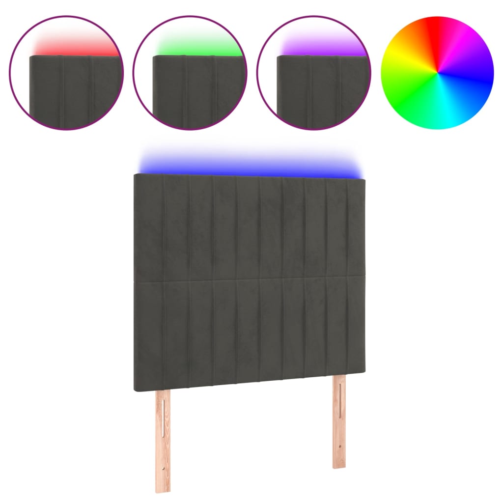 LED uzglavlje tamnosivo 90x5x118/128 cm baršunasto
