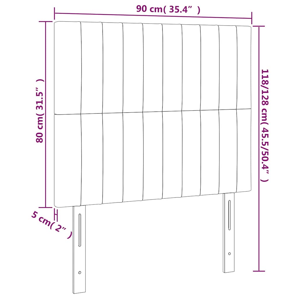 LED uzglavlje tamnoplavo 90x5x118/128 cm baršunasto