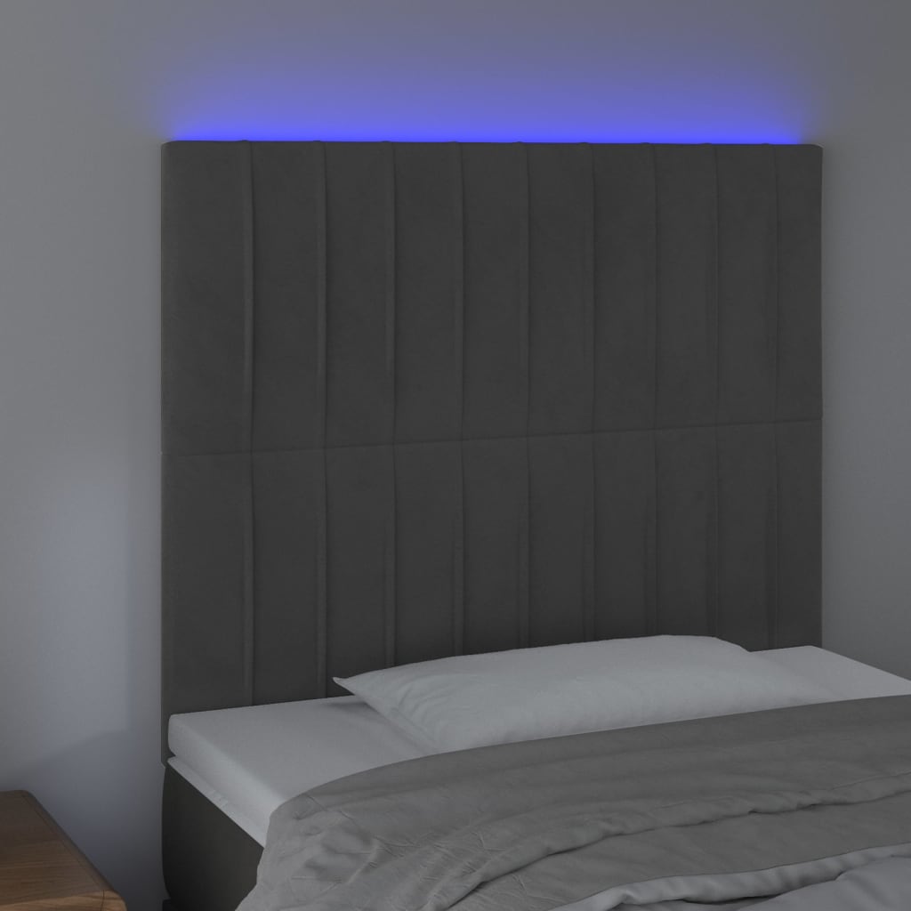 LED uzglavlje tamnosivo 100x5x118/128 cm baršunasto