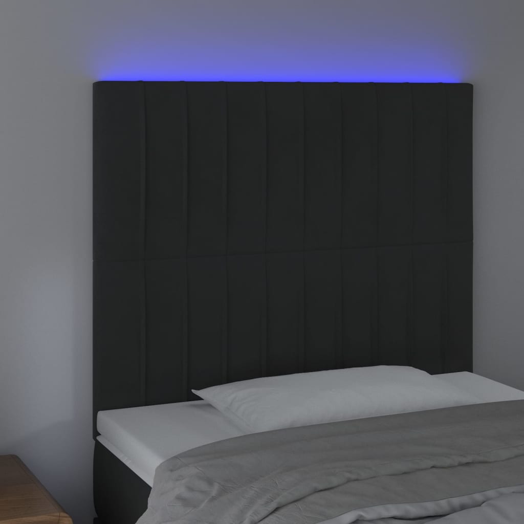 LED uzglavlje crno 100x5x118/128 cm baršunasto