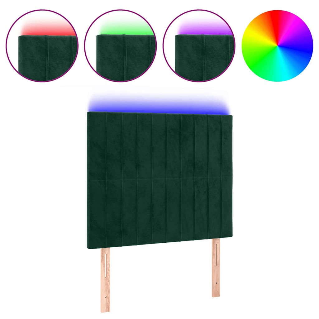 LED uzglavlje tamnozeleno 100x5x118/128 cm baršunasto