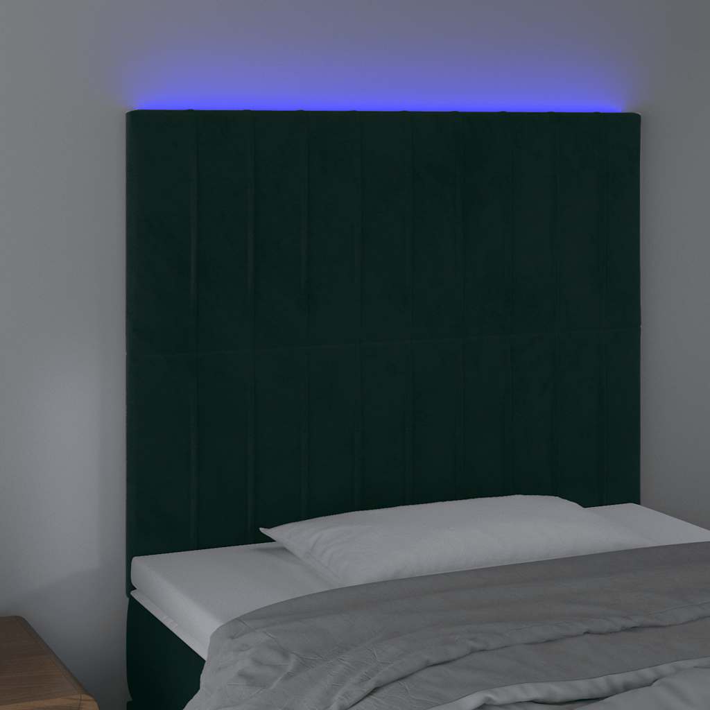 LED uzglavlje tamnozeleno 100x5x118/128 cm baršunasto
