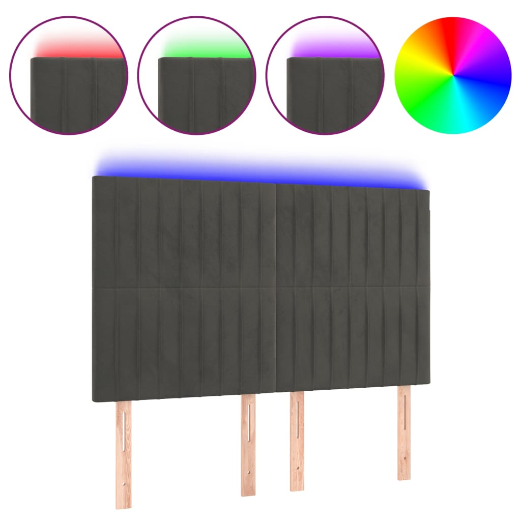 LED uzglavlje tamnosivo 144x5x118/128 cm baršunasto