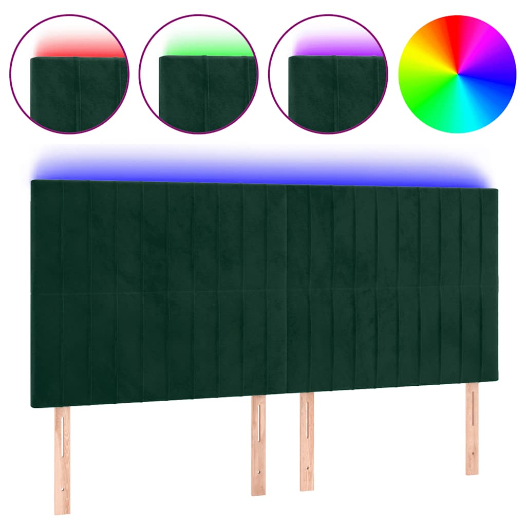 LED uzglavlje tamnozeleno 160x5x118/128 cm baršunasto