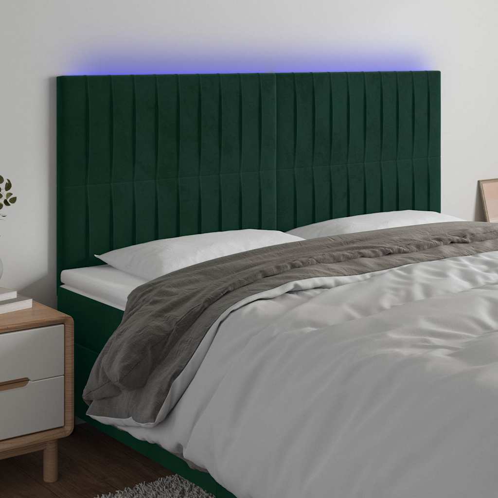 LED uzglavlje tamnozeleno 160x5x118/128 cm baršunasto