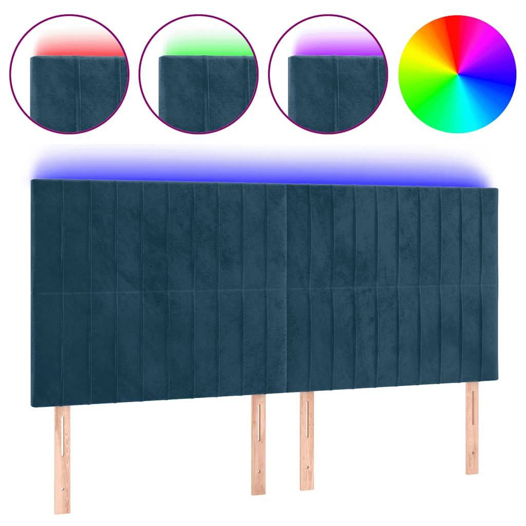 LED uzglavlje tamnoplavo 160x5x118/128 cm baršunasto