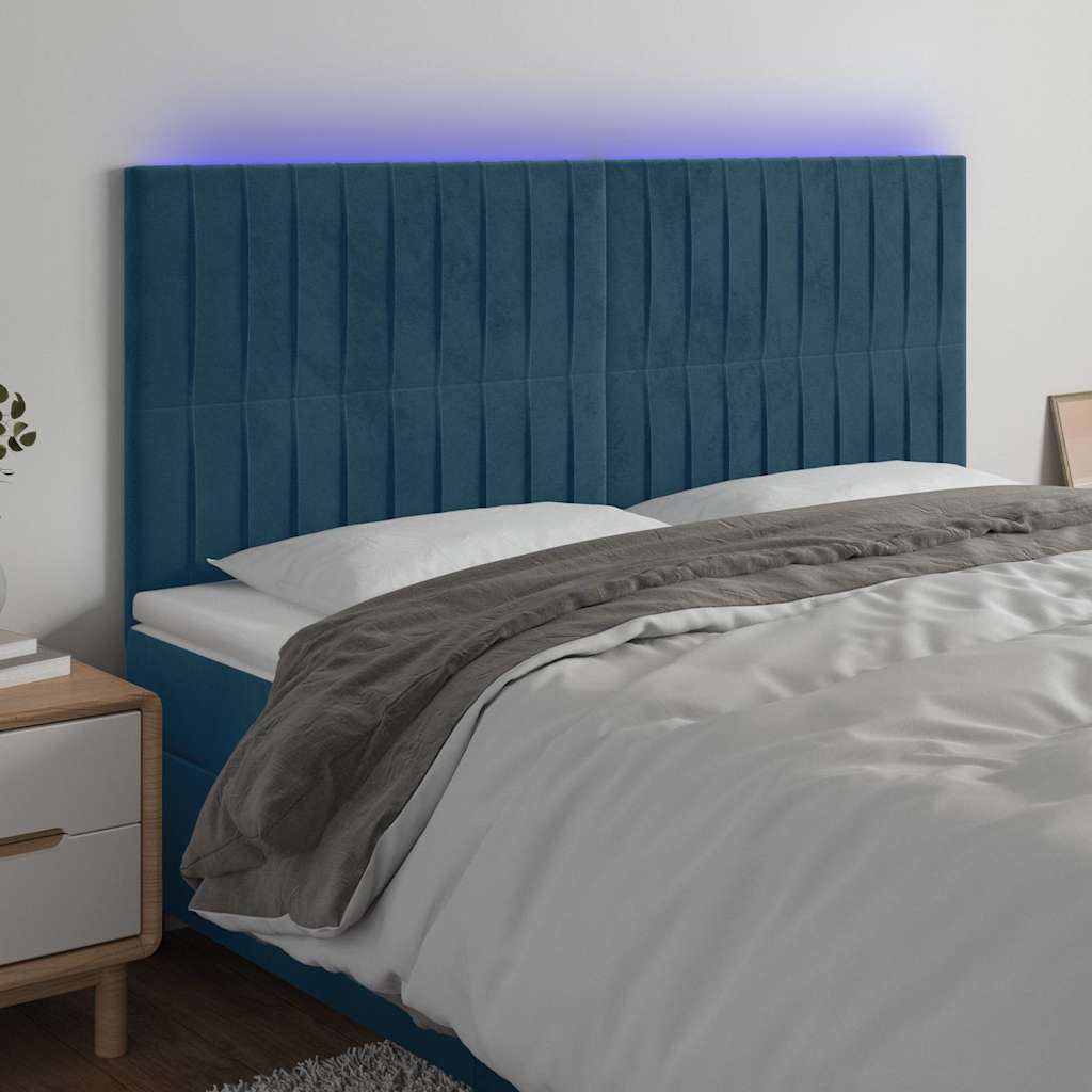 LED uzglavlje tamnoplavo 160x5x118/128 cm baršunasto