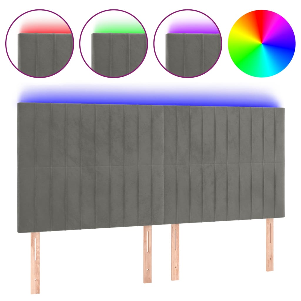 LED uzglavlje svjetlosivo 180x5x118/128 cm baršunasto