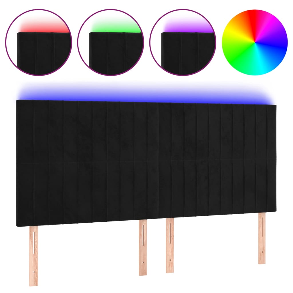 LED uzglavlje crno 180x5x118/128 cm baršunasto