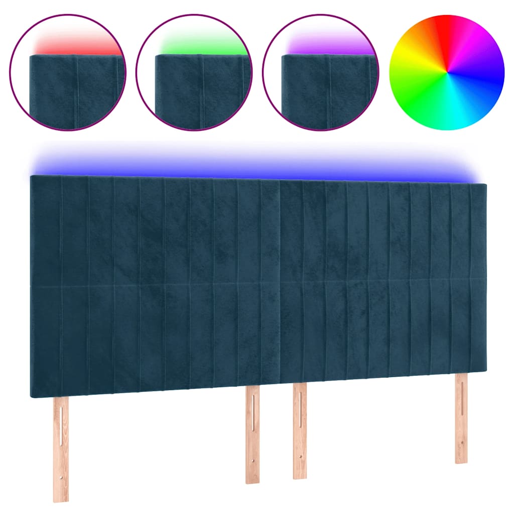 LED uzglavlje tamnoplavo 180x5x118/128 cm baršunasto
