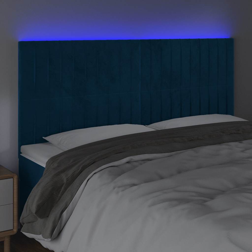 LED uzglavlje tamnoplavo 180x5x118/128 cm baršunasto