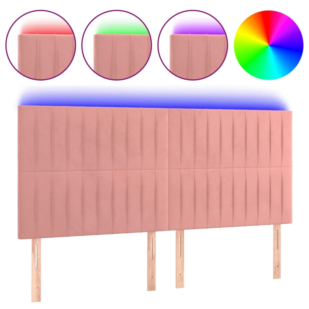LED uzglavlje ružičasto 180x5x118/128 cm baršunasto