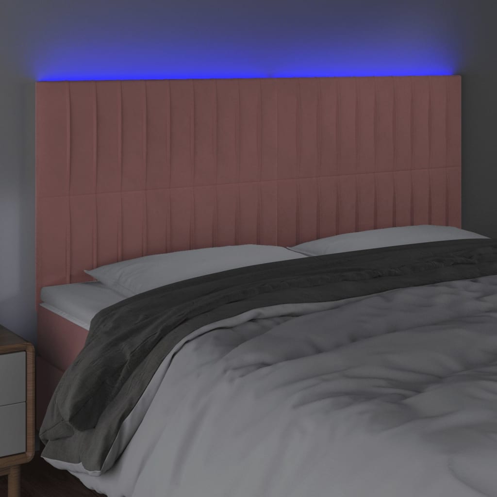 LED uzglavlje ružičasto 180x5x118/128 cm baršunasto