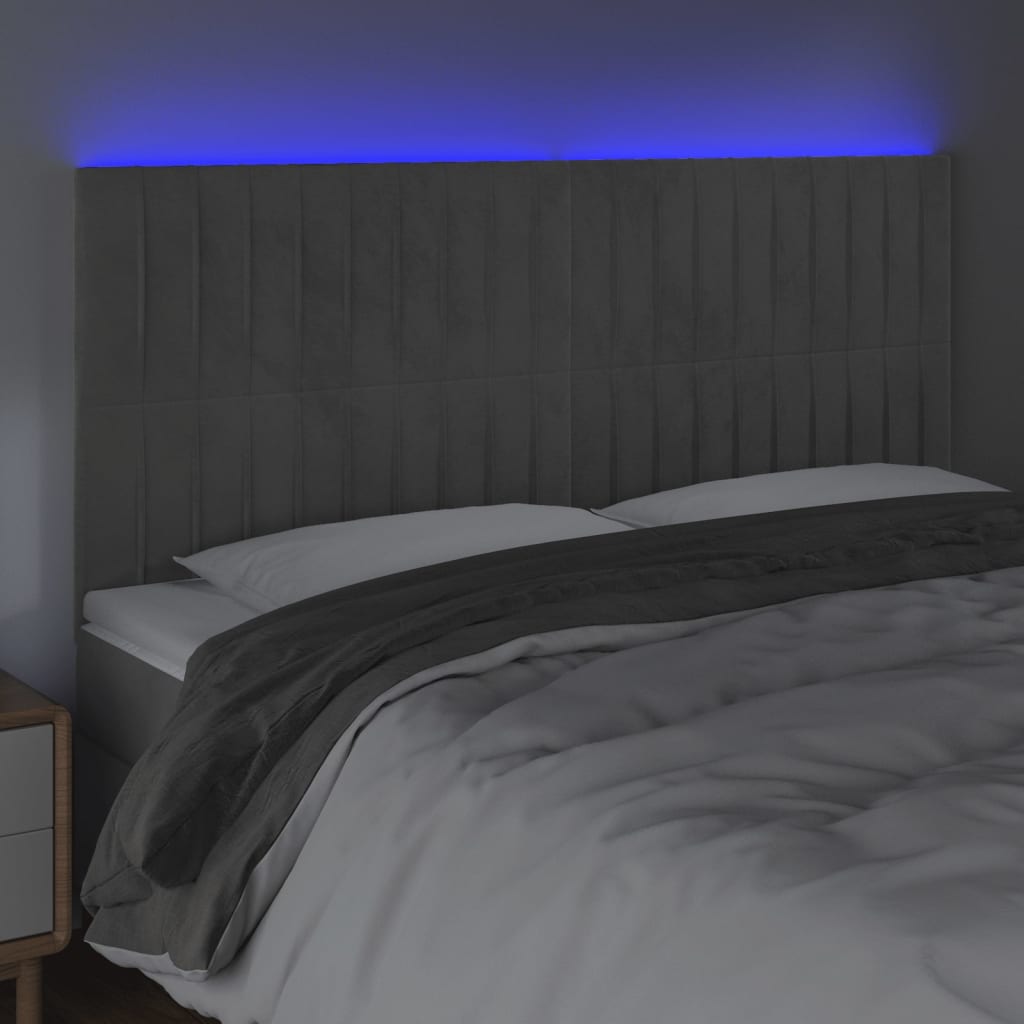 LED uzglavlje svjetlosivo 200x5x118/128 cm baršunasto