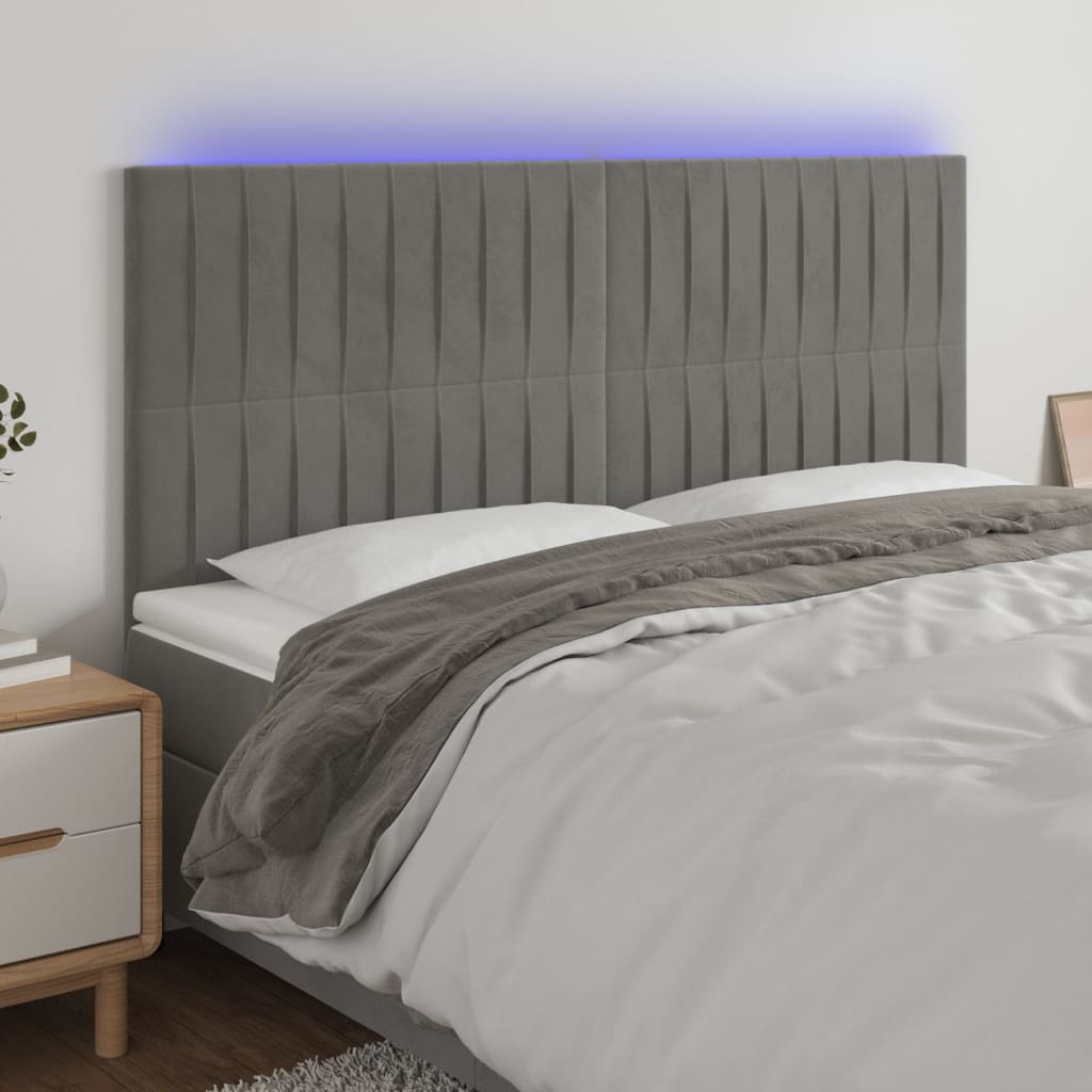 LED uzglavlje svjetlosivo 200x5x118/128 cm baršunasto