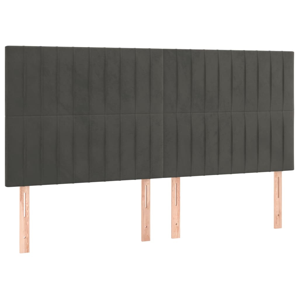 LED uzglavlje tamnosivo 200x5x118/128 cm baršunasto