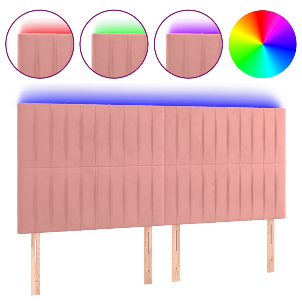 LED uzglavlje ružičasto 200x5x118/128 cm baršunasto