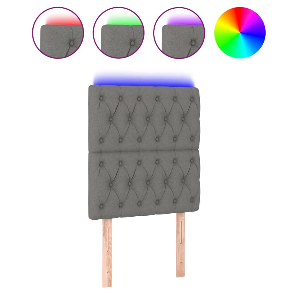 LED uzglavlje tamnosivo 80x7x118/128 cm od tkanine