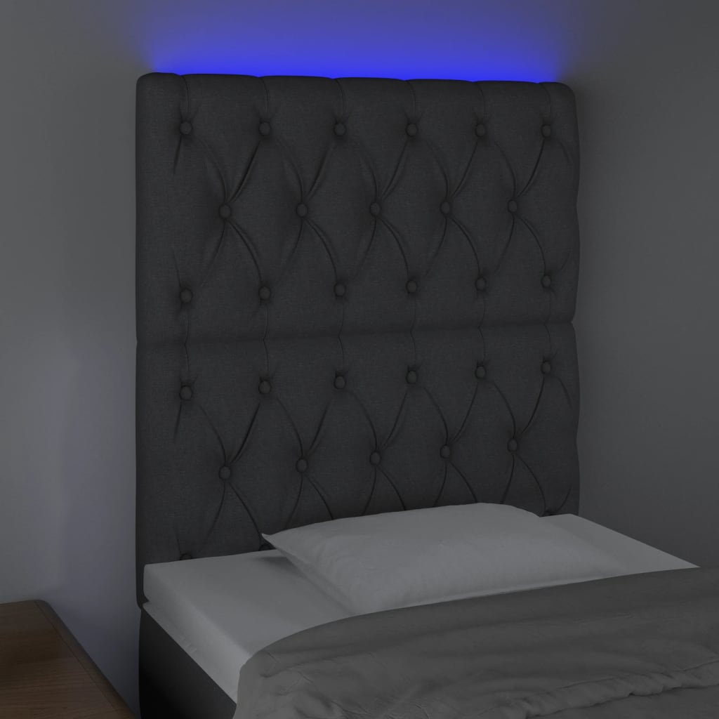 LED uzglavlje tamnosivo 80x7x118/128 cm od tkanine