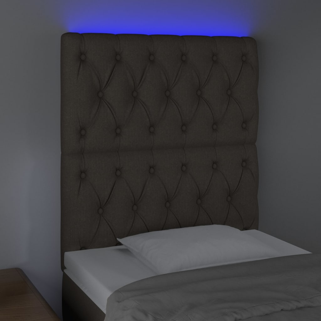 LED uzglavlje smeđesivo 80x7x118/128 cm od tkanine