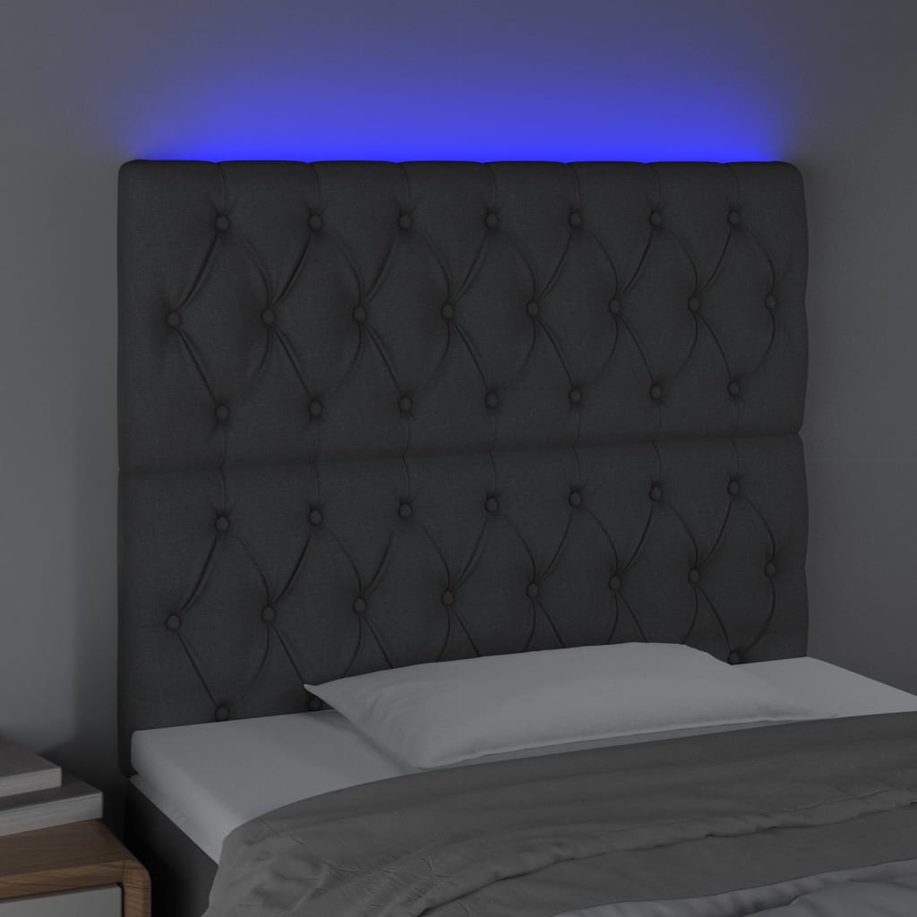 LED uzglavlje tamnosivo 90x7x118/128 cm od tkanine